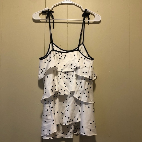 Kate Spade Satin Polka Dot Tiered Ruffle Chemise Tank Top Small - Picture 6 of 9